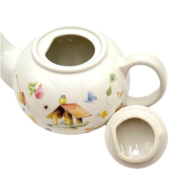 Marjolein Bastin Hallmark Teapot Birdhouse Birds Bees Butterfly w Flowerpot Lid - Picture 5 of 10